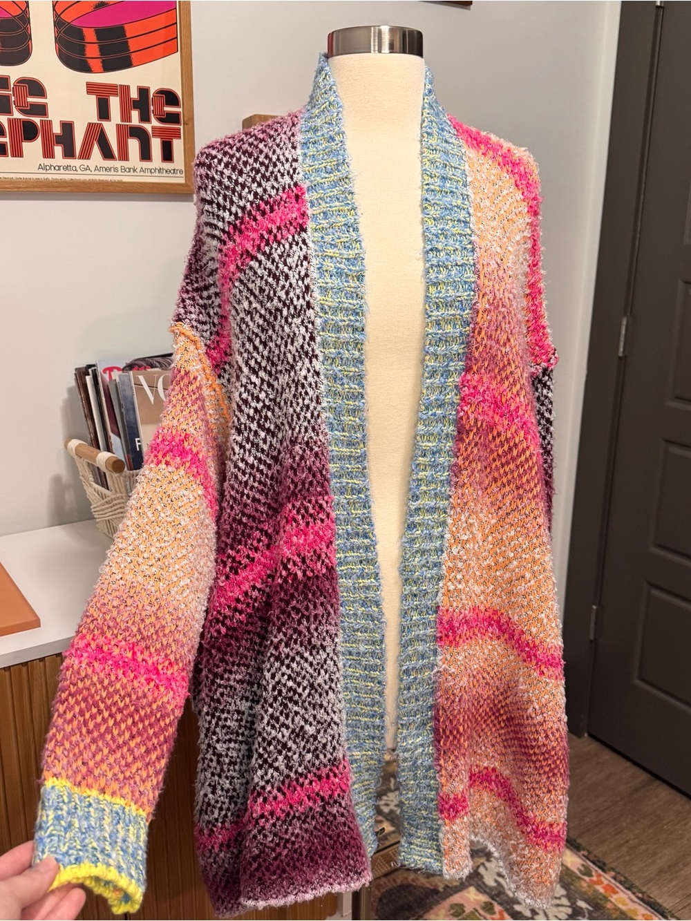 Free People Daydreamer Cardigan Size Small Multicolor Pink Blue